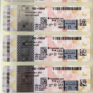 Windows OEM License Sticker