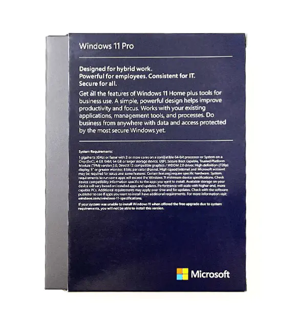 Windows 11 Pro back cover